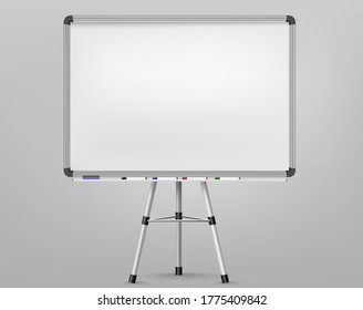 Whiteboard for markers. Presentation, Empty Projection screen. Office board background frame