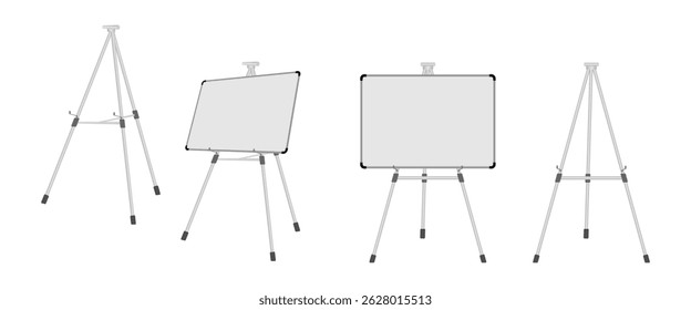 whiteboard with metal stand set vector illustration isolated on white background.