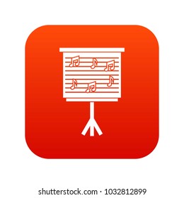 Whiteboard with music notes icon digital red for any design isolated on white vector illustration