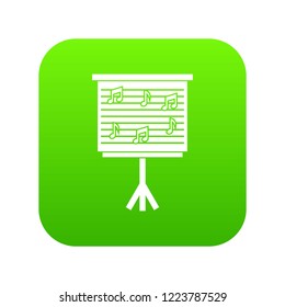 Whiteboard with music notes icon digital green for any design isolated on white vector illustration