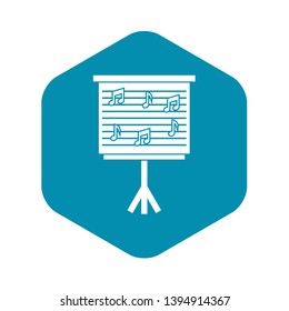Whiteboard with music notes icon. Simple illustration of whiteboard with music notes vector icon for web