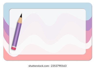 Whiteboard and pencil with pastel colors vector illustration. Presentation template background.