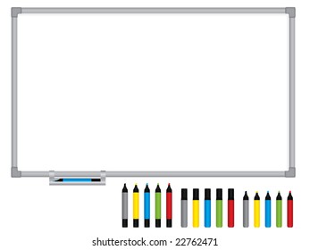 Whiteboard with pens