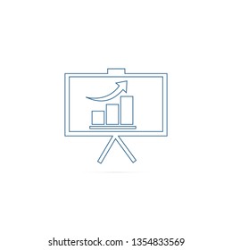 Whiteboard projector presentation screen vector illustration. Screen stand on tripod in room