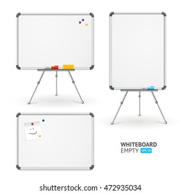Whiteboard Set for Classroom and Office. Different View. Vector illustration