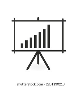 A whiteboard showing a graph that grows upwards. Vector illustration