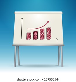 Whiteboard with success business graph vector illustration.