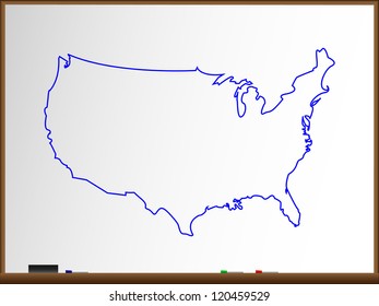 Whiteboard, Vector USA Map Illustration