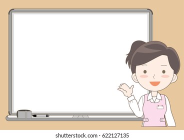 Whiteboard and woman / Vector Image to explain 