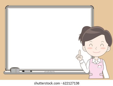 Whiteboard and woman / Vector Image to explain 