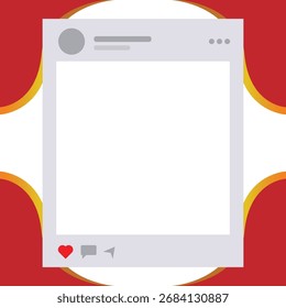 A white-bordered Twibbon against bold red and orange swirls, with interaction icons