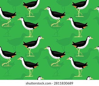White-Breasted Waterhen Bird Walking Seamless Pattern Background Wallpaper