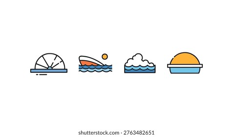 Whitecap Line art vector set modern abstract design