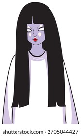 Um fantasma feminino revestido de branco - ilustração vetorial