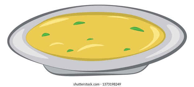 A white-colored bowl with delicious and yummy omelet garnished with coriander leaves vector color drawing or illustration 