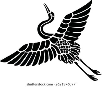 Белый Цапля Egretta Novaehollandiae или Белый Фронт Цапли Летающий Ретро Вудкройт Черно-Белый.