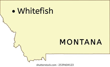 Whitefish city on Montana state map