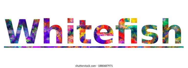 Whitefish. Colorful typography text banner. Vector the word whitefish design. Can be used to logo, card, poster, heading and beautiful title