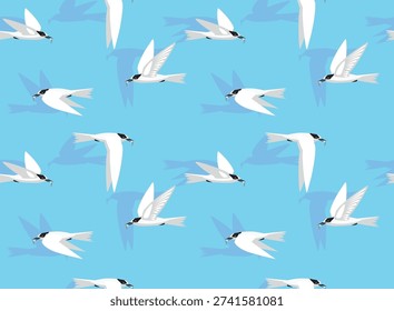 White-Fronted Tern Bird Moving Seamless Background Wallpaper Pattern