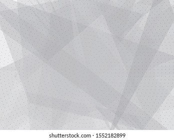 White-gray pattern in low poly style on light background. Trendy corporate style. Geometric graphic design. Transparent vector pattern. Low poly illustration. Vector business illustration.