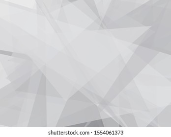 White-gray pattern in low poly style on light background. Trendy corporate style. Geometric graphic design. Transparent vector pattern. Low poly illustration. Vector business illustration.