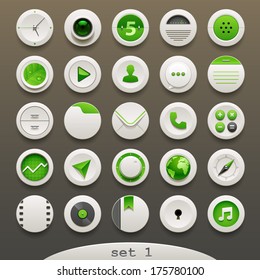 white-green round  icons - set 1