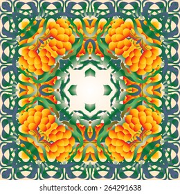 White-green-yellow intricate ornament-mandala.