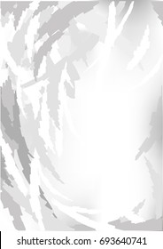 White-grey abstract background with decorative feathers. Vector illustration