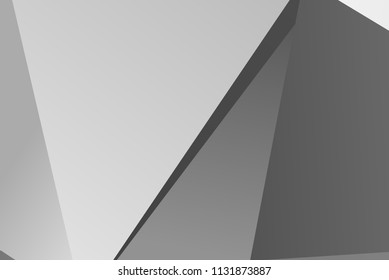 White-grey background with triangles Simple geometric background with gradient shapes. Vector illustration Triangles of different scale, size and shape.