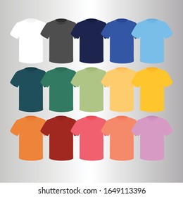 White,grey,black,dark blue,light blue,light green,dark green,yellow ,pink,orange color t shirt design vector