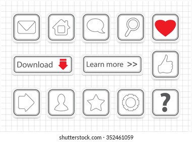 White&grey&red web icons