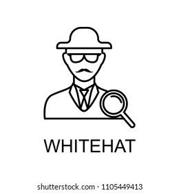whitehat outline icon. Element of data protection icon with name for mobile concept and web apps. Thin line whitehat icon can be used for web and mobile on white background