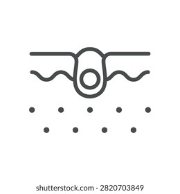 Whitehead line icon. Closed comedone and clogged skin pore dermatology symbol. Editable stroke vector illustration.