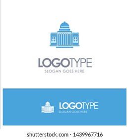 Whitehouse, America, White, House, Architecture, Building, Place Blue Solid Logo With Place For Tagline