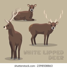 White-Lipped Deer Cartoon Vector Illustration