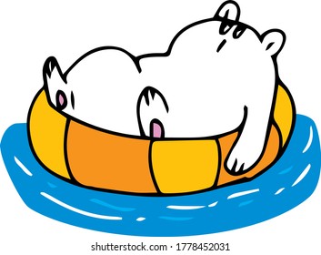	
ein weißer Hals, der auf der Wasseroberfläche mit einem schwimmenden Ring schwimmt