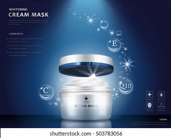 Whitening Cream Mask Blank Package Model, 3d Illustration For Cosmetic Ads Or Magazine