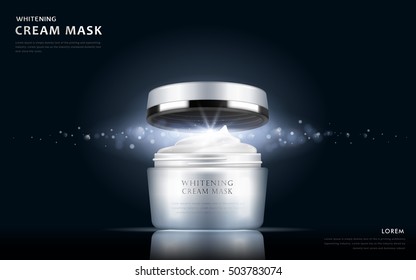 Whitening Cream Mask Blank Package Model, 3d Illustration For Cosmetic Ads Or Magazine