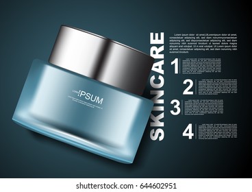 Whitening cream with metallic lid on dark green background