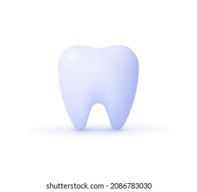 Whitening tooth, dental model. Dental examination teeth, healthy oral hygiene, dental health and medicine concept. 3d vector icon. Cartoon minimal style. Closeup isolated on white background. 