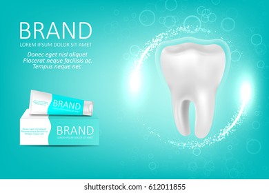 Whitening toothpaste ad. Graphic concept for your design