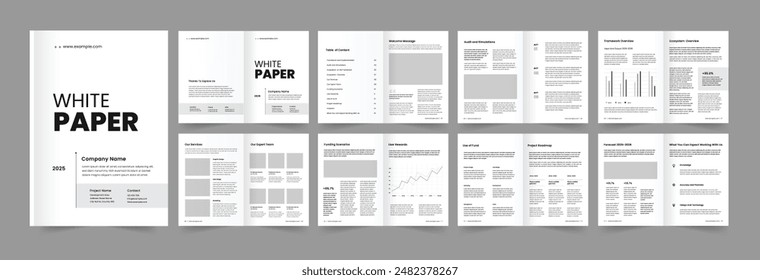 whitepaper design and 16 pages white paper layout template