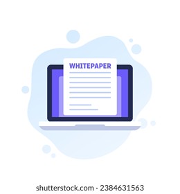 Whitepaper document vector illustration with a laptop