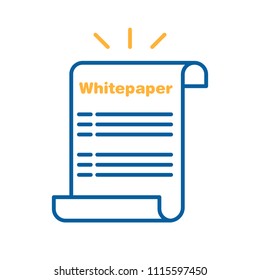 Whitepaper Icon. Vector Thin Line Illustration Design. Ico Investment, Startup Business Company Launch Strategy. Paper Sheet With Text