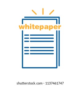 Whitepaper Icon. Vector Thin Line Illustration Design. Ico Investment, Startup Business Company Launch Strategy. Paper Sheet With Text