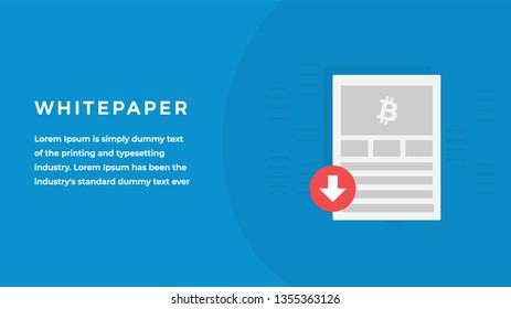 Whitepaper Landscape Banner Design Concept With Headline And Text Place.  CryptoCurrency Web Banner, Infographics, Hero Images For Websites And Blogs. Flat Vector Illustration 