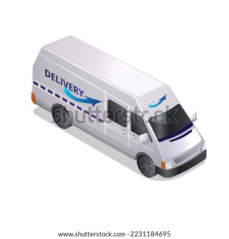 Whiter Delivery Van Truck Vector Illustration