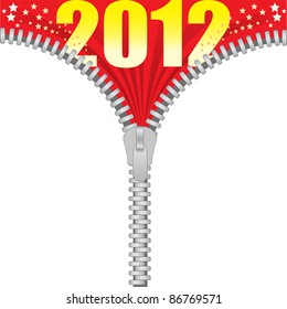 White-red background with a zipper and the word "2012"