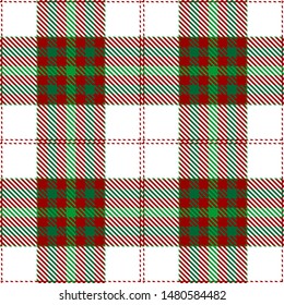 White,Red and Green Tartan Plaid Scottish Seamless Pattern. Texture from tartan, plaid, tablecloths, shirts, clothes, dresses, bedding, blankets and other textile.