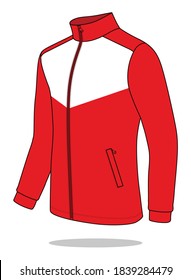 Diseño de la Chaqueta de Collar de Base Perspectiva Vector Rojo/Blanco